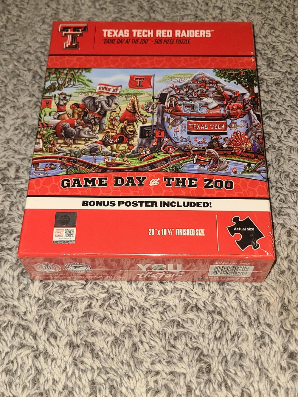 Texas Tech Red Raiders 500 Piece Puzzle NCAA College With Bonus Poster